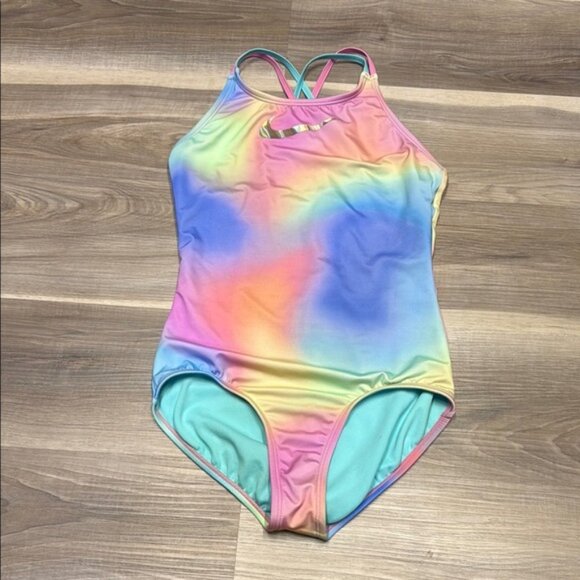 Nike Pink and Blue One Piece Swimsuit girls size XL